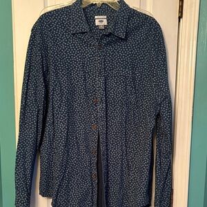 Old Navy Navy Floral Button-Up Shirt